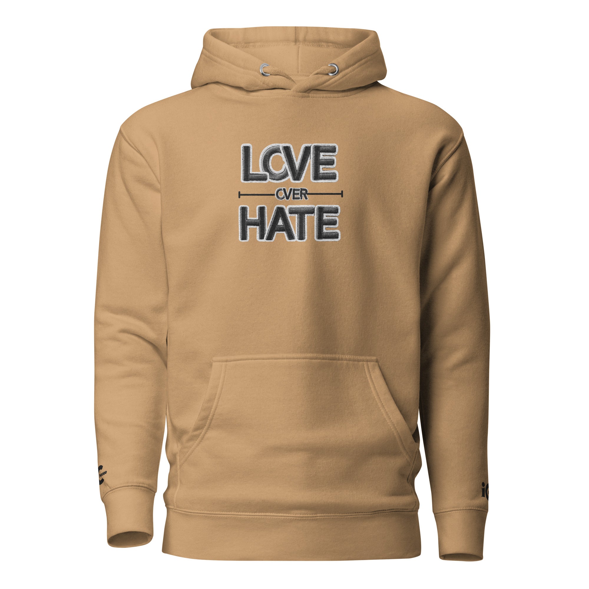 Love over Hate Khaki Motivational, Intentional Hoodie, Sweater, iChoose apparel 